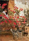 childe hassam - Geraniums painting